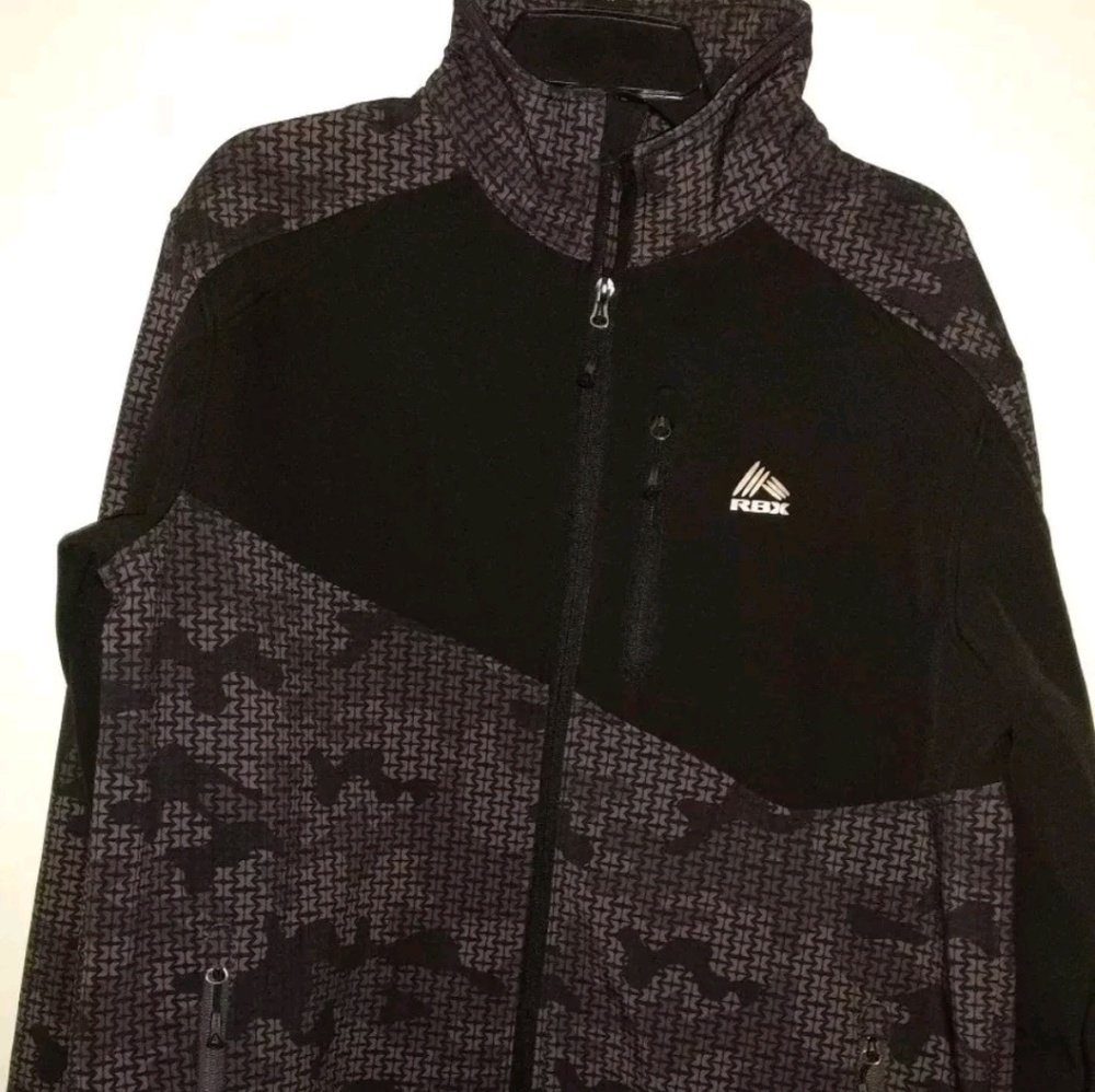RBX Full Zip Softshell Fleece Black Camo Men's L